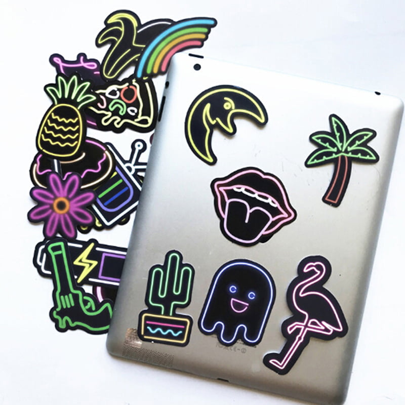 21Pcs neon light style cute stickers for suitcase laptop guitar cool doodle HC 