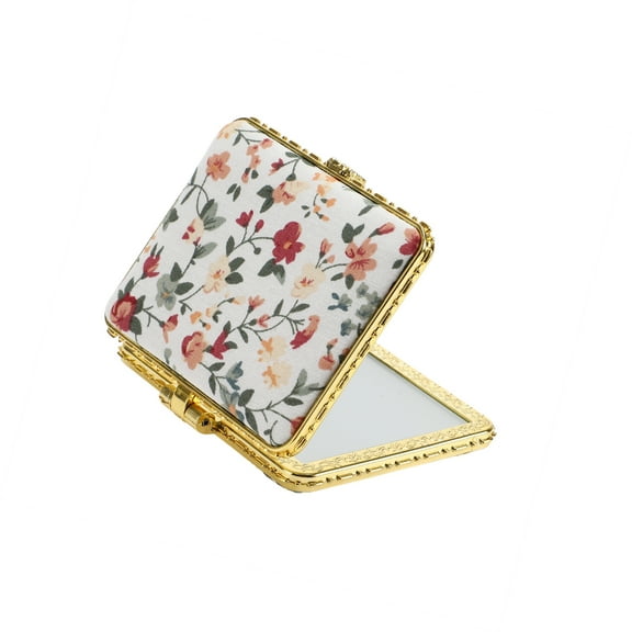 Vocoste Compact Mirror for Purses Flower Pocket Mirror Square Mini Mirror Floral Small Mirror for Purse White