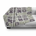 thumbnail image 3 of Mosaic Soft Flannel Fleece Throw Blanket, Moroccan Ethnic Style Vintage Tiles Motif Traditional, Cozy Plush for Indoor and Outdoor Use, 60" x 80", Eggplant Pale Khaki and White, by Ambesonne, 3 of 6