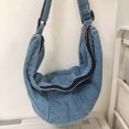 thumbnail image 1 of Bolso de hombro retro unisex Bolso diario de mezclilla de gran capacidad para pareja (azul claro), 1 of 9