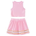 thumbnail image 4 of renvena Youth Girls Cheerleading PerformanceDancewear Cheer Sequins Printed Crop Top with Mini Skirt Cheer leader Uniform Light Pink 8, 4 of 7