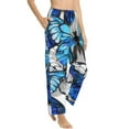 thumbnail image 2 of Naloa Blue and White Butterflies Print Women’s Ultra-Soft Comfy Pajama Lounge Pants with Pockets & Drawstring, 2 of 8