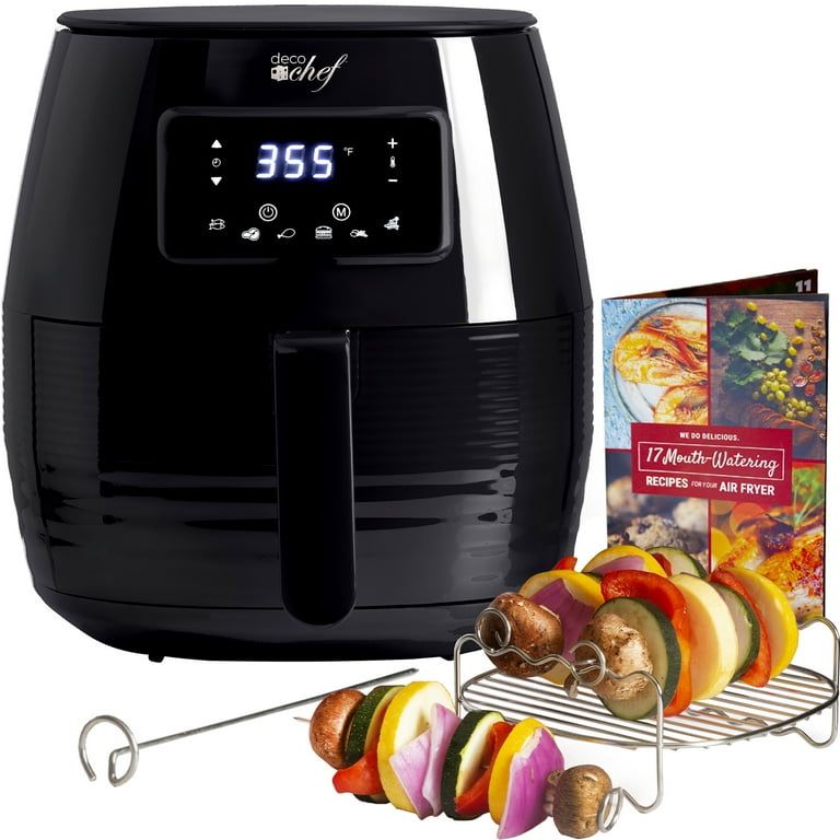 Caynel Digital Air Fryer 5-qt Touchscreen Programmable Deep Oven Cooker with 8 Cook Presets, Detachable Double Basket - Black
