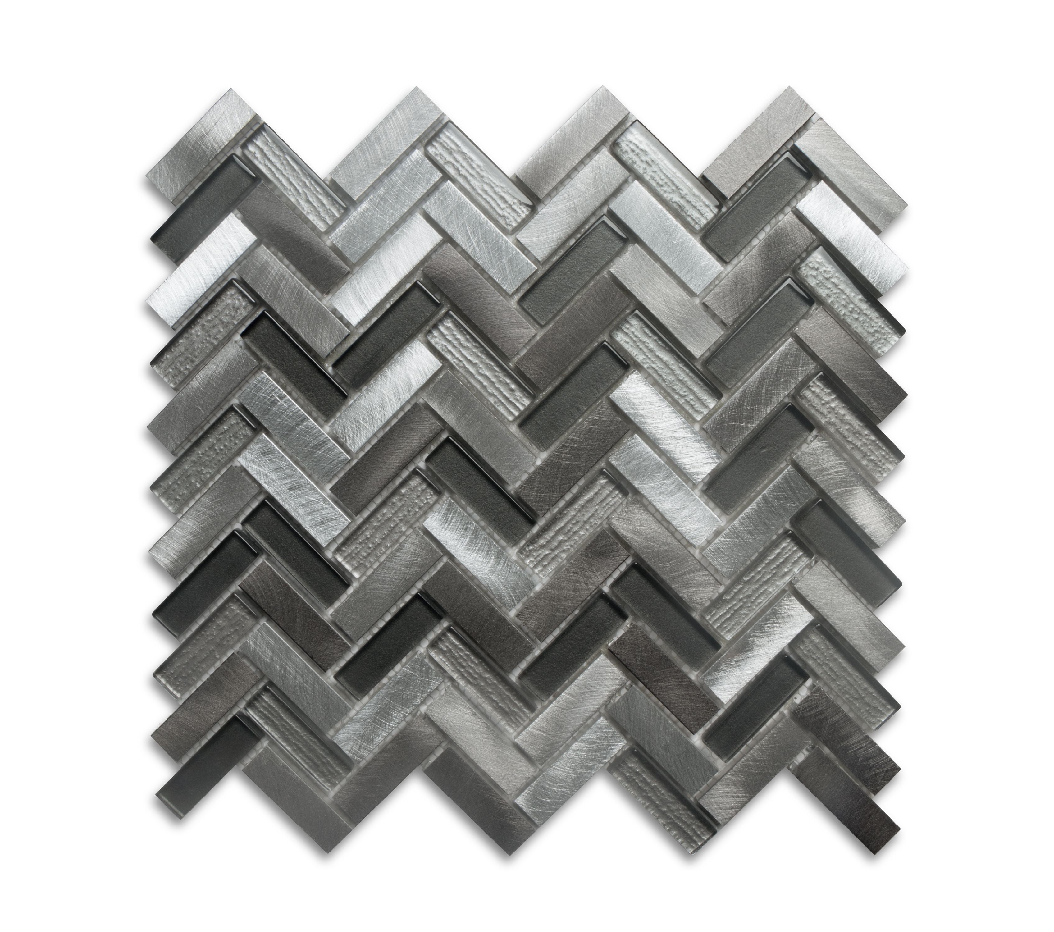 WS Tiles - Twilight Silver 11.5 in. x 11.5 in. Chevron Glass & Aluminum Mosaic Wall Tile (9.1 sq. ft / Case)