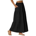 thumbnail image 5 of Womens Midi Skirt Fashion Solid Color Casual Breathable Knee Length Lightweight Everyday Black L, 5 of 5