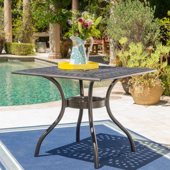 37-inch Square - Serve at Patio Gatherings - Outdoor Dining - Durable Metal Table