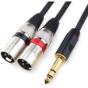 Disino 1/4 TRS to Dual XLR Male Y-Splitter Stereo Breakout Cable 1/4 inch(6.35mm) to 2 XLR Patch Cable - 10 FT/3m