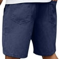 thumbnail image 4 of Shorts for Men Drawstring Summer Retro Shorts Solid Color Casual Pants Shorts Navy S, 4 of 5