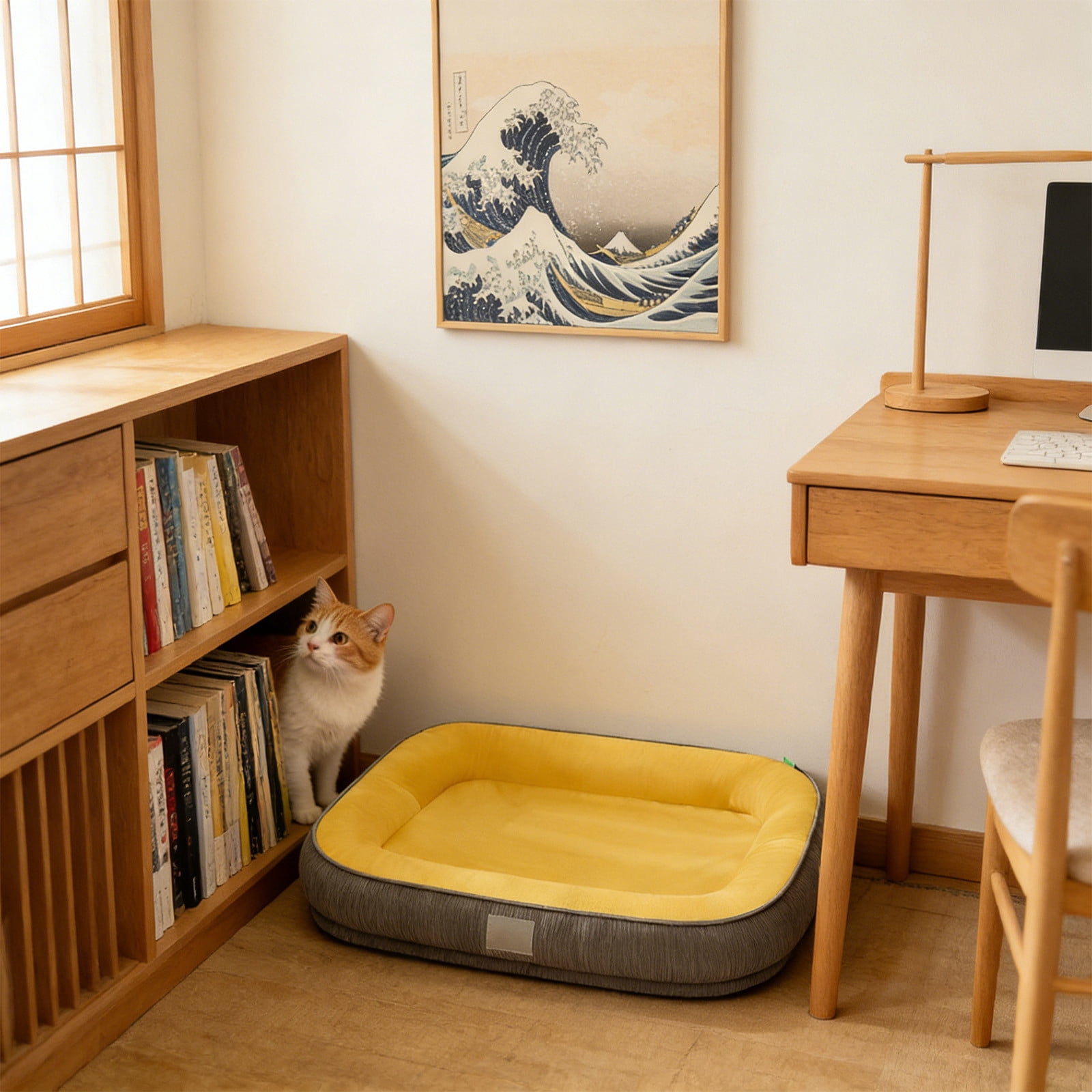 Orthopedic Dog Bed with Removable Cover Washable, Supportive Pet Sofa Mat for Small Medium Dogs Cats, Thick Soft Crate Pad Indoor Sleeping Bed Non Slip Base Durable Use