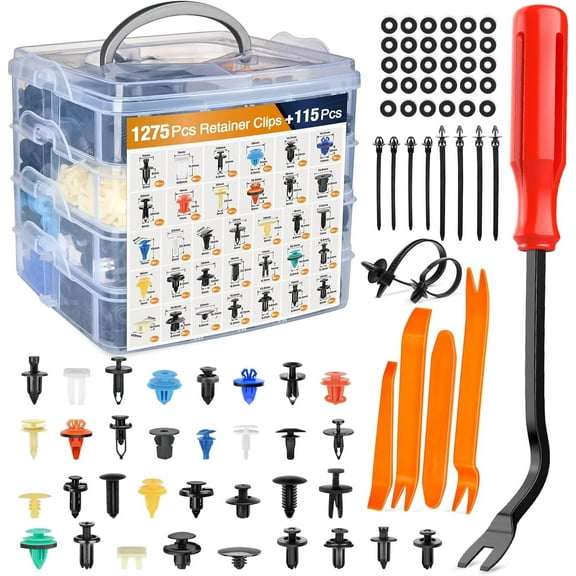 GOOACC 1390Pcs Car Door Panel Clips Auto Fasteners Assortment 26 Most Popular Sizes Automotive Push Pin Rivets Set Bumper Trim Body Clips for GM Ford Honda Chrysler Mazda