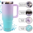 thumbnail image 3 of AQUAPHILE Insulated Tumbler with Leak-proof Lid and Straw, 40 oz Insulated Stainless Steel Coffee Mug with Handle, Travel Coffee Mug，Bubble Gum, 3 of 7