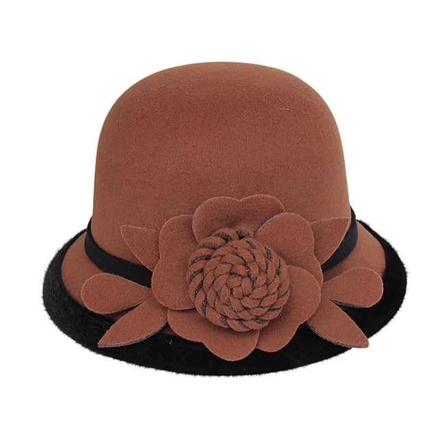 PEIXUN Chapeau de Pêcheur Décontracté pour Femmes Automne et Hiver avec Fleurs