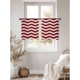 thumbnail image 4 of Red White Semi Sheer Curtains 45 Inch Length 2 Panels Set, Modern Abstract Waves Water Ripple Striped Sheer Kitchen Curtain Privacy Voile Window Curtain for Living Room Bedroom Rod Pocket Drapes, 4 of 7