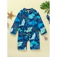 thumbnail image 2 of Bagilaanoe Toddler Baby Boy One-Piece Swimsuit Print Long Sleeve Zipper Rashguard Swimwear 3M 6M 12M 2T 3T 4T 5T Kids Beach Pool Shorts Bathing Suit, 2 of 8