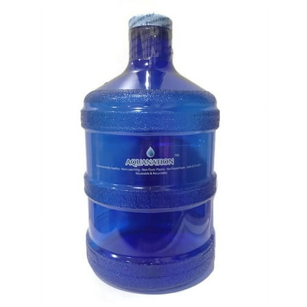 1 Gallon BPA FREE Reusable FDA Grade Chemical Free Plastic Drinking Water Big Mouth Bottle Jug Container with Holder Drinking Canteen (Dark Blue)