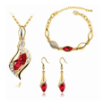 thumbnail image 1 of Conjunto de collar Aretes Y Brazalete Malubero Malu1696 Con Cristales Color rojo, 1 of 3