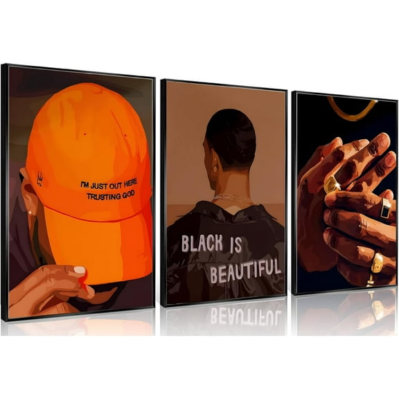 Black Woman Canvas Wall Art Set of 3 Fashion African American Black Female Wall Decor Pictures Black Girl Posters Prints for Living Room Bedroom Decoration 12x16in