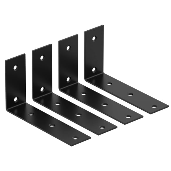 4 pack Negro Estante de la plataforma, 7 Inch L Brackets de trabajo pesado, acero inoxidable