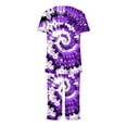 thumbnail image 4 of Viikei Women's Long Pajama Set Full Coverage Sleepwear,Women's Round Neck Short Sleeve Sleepshirt and Pants Sets Loungewear Pajamas with Pockets Purple XL, 4 of 5