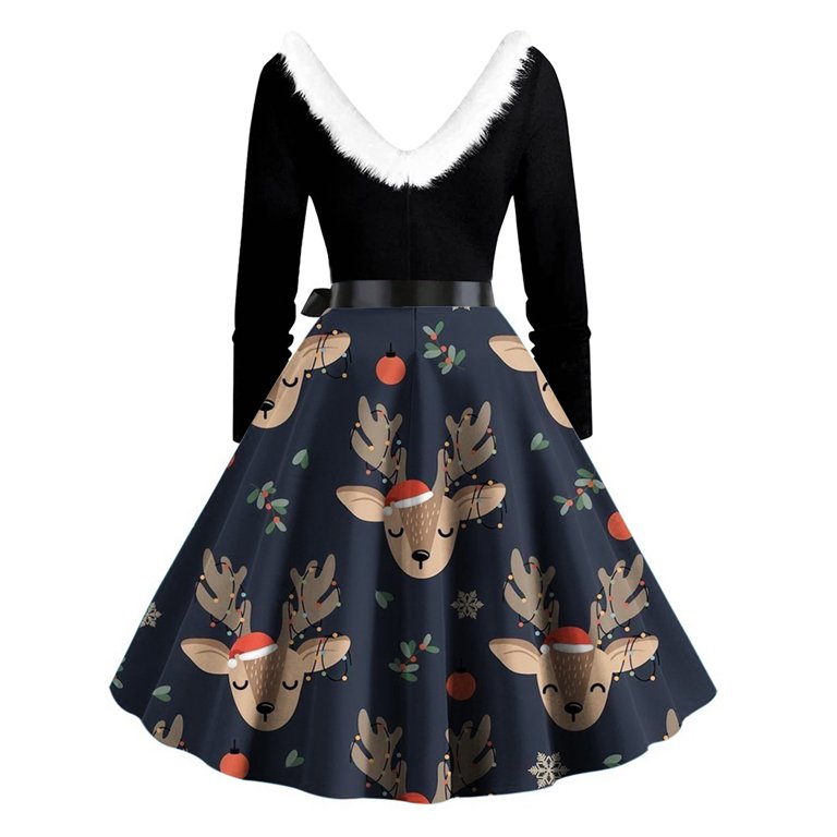 patchwork christmas dress Plus Size Christmas Patchwork Colorblock Buckle Cape Dress [41% OFF]