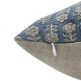 thumbnail image 4 of Fabdivine Block Print Throw Pillow Cover, 14x20 Inch Thick Linen Outdoor Cushion Cover, Floral Print Boho Design Dark Blue Pillow Cover for Sofa and Couch, 4 of 5