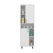 Depot E-Shop Corfu Pantry Cabinet, 2 Doors, 4 Legs, 9 Shelves, White