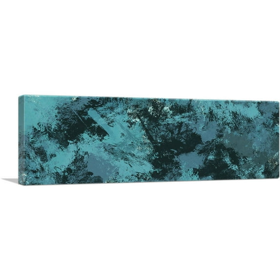 ARTCANVAS Teal Black Gray Modern Canvas Art Print - Size: 36" x 12" (0.75" Deep)