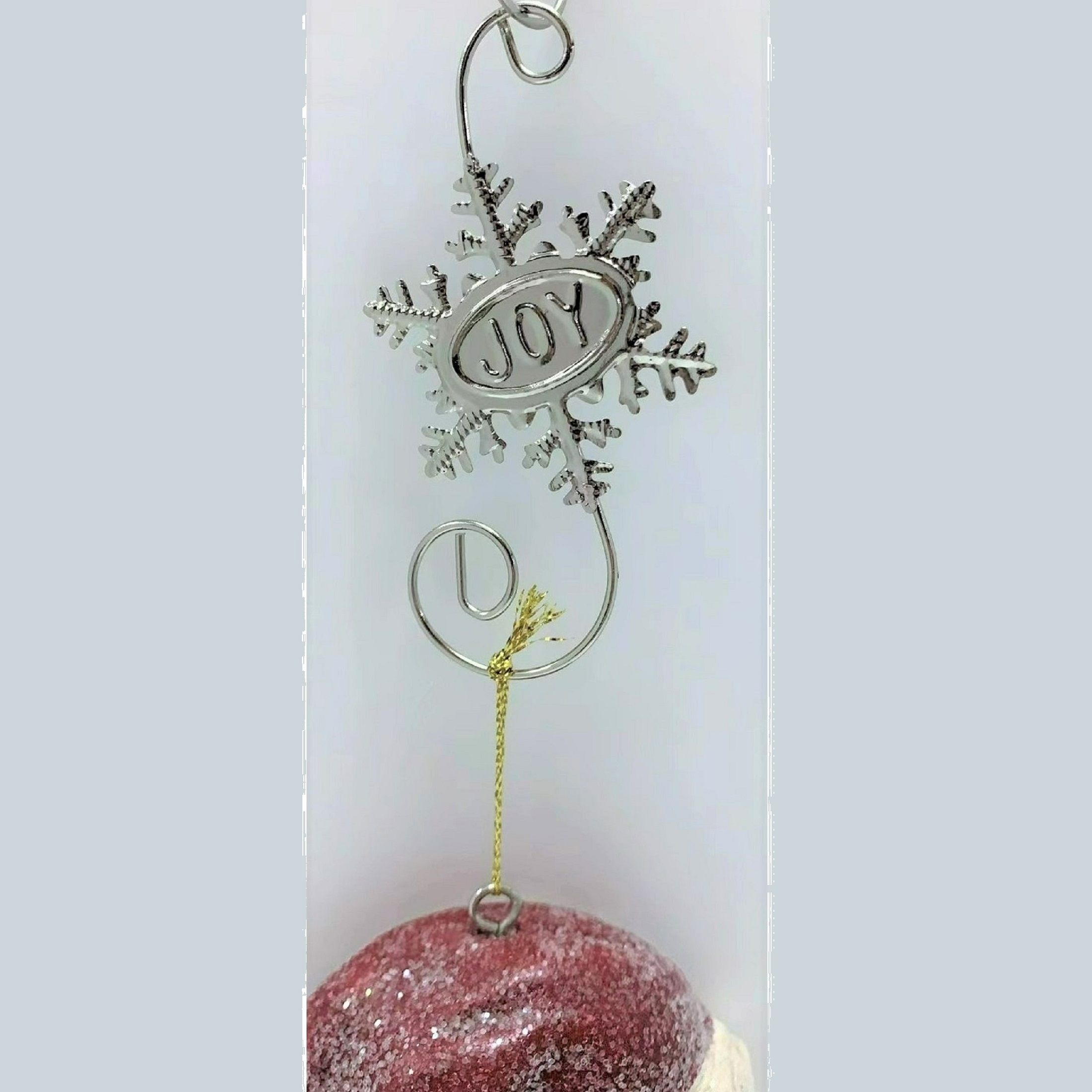 Holiday TIme Silver & Gold Metal Ornament Hooks. Star & Joy Swirl Design. Ornament Hook Theme. Hook Size: 5.55" H.