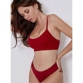 thumbnail image 4 of Deago Women’s Sexy Lingerie Set Seamless Ribbed Wireless Bra and Panty Set (Red, XL), 4 of 10
