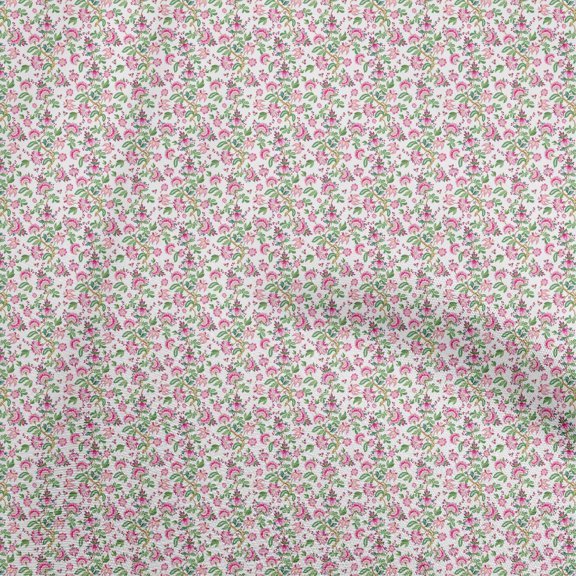 oneOone Cotton Poplin Twill White Fabric Jacobean Floral Diy Clothing Quilting Fabric Print Fabric By Yard 56 Inch Wide