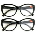 thumbnail image 2 of V.W.E. 2 Pairs Women Black Tortoise Reading Glasses Reader Glasses Cateye Vintage Jackie O Black Brown, 2 of 4