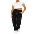thumbnail image 1 of Women’s Casual Straight Jeans Fashion Solid Color Side Pockets Patch High Waist Denim Pants, 1 of 9