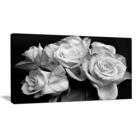 Art On Wrapped Canvas - Design Art Bunch of Roses Black and White Floral Photographic Print on Wrapped Canvas