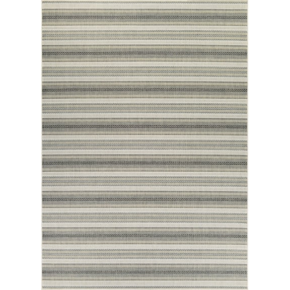 2' x 3.5' Beige and Ivory Striped Rectangular Outdoor Area Throw Rug