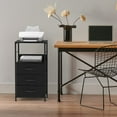 thumbnail image 5 of Nightstand for Bedroom End Side Table with 3 Drawers and Open Shelf Wood, Black, 5 of 8