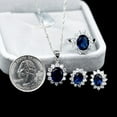 thumbnail image 5 of Uloveido Blue CZ Stone Diamond Bridal Jewelry Set Cheap Earrings Necklace and Ring Size 8 for T466, 5 of 6