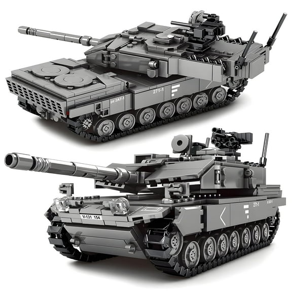 HI-REEKE Tank Building Block Set WW2 Leopard 2A7 Army Tank Building Kit for Kid Adults Aged 8 and Up