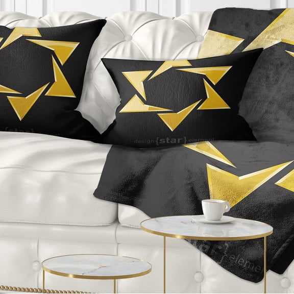 Designart Luxury Golden Star - Abstract Throw Pillow - 12x20