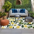 thumbnail image 2 of Summer Lemon Outdoor Rug for Patio/Deck/Porch, Non-Slip Large Area Rug 5 x 8 Ft, Yellow Fruits Pastoral Green Botanical Indoor Outdoor Rugs Washable Area Rugs, Reversible Camping Rug Carpet Runner, 2 of 8