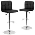 thumbnail image 3 of Flash Furniture 2 Pack Contemporary Black Quilted Vinyl Adjustable Height Barstool with Chrome Base, 3 of 9