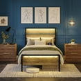 thumbnail image 2 of Zimtown Twin Size Platform Bed Frame, Heavy Metal Bed Frame with Wooden LED Headboard, 12" Under-Bed Storage, Gray, 2 of 9
