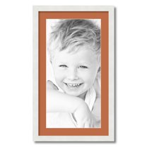 ArtToFrames 16x28" Matted Picture Frame with 12x24" Single Mat Photo Opening Framed in 1.25" Satin White Frame and 2" Red Orange Mat (FWM-3966-16x28)