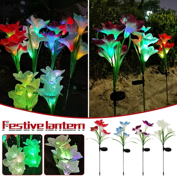 Home Decor ,Grrvtrz Holiday Supplies,Solar Outdoor Lights Garden Decoration,Upgraded Solar LED Flower Lights,7pcs Outdoor Color Changing Solar Lights,Home Decorations,Mother's Day Gifts