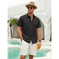 thumbnail image 3 of sogami Men's Breathable Cotton Linen Short Sleeve Button Down Casual Shirt For Summer, 3 of 7