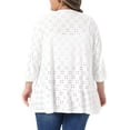 thumbnail image 3 of Agnes Orinda Women's Plus Size Cardigans Ruffle Open Front 3/4 Sleeve Eyelet Netted Knit Casual Cover Up 1X White, 3 of 4