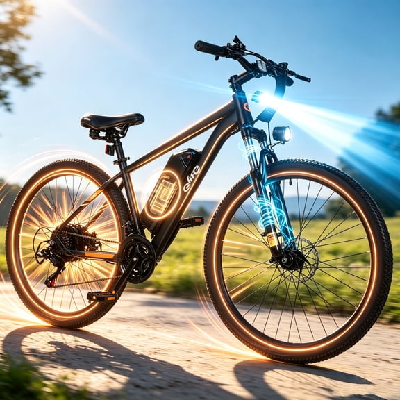 Qlife 26" Adult Electric Mountain Bike, 48V 7.8Ah Removable Battery, Max 28MPH, 7‑Speed, Lock‑Out Suspension, Peak 1000W Hub‑Motor Mechanical Disc‑Brake eBike for men&women Black