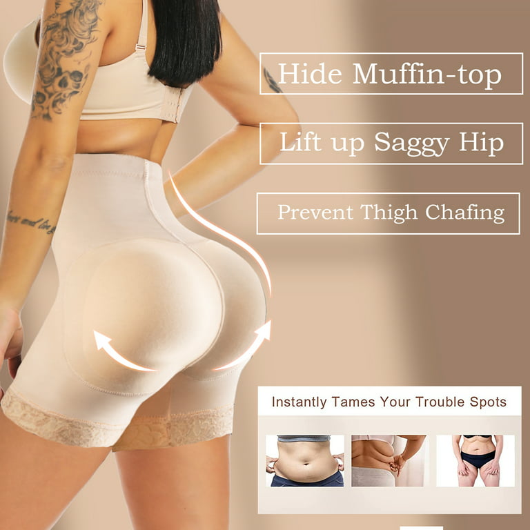 SHAPEVIVA Women Seamless Hip and Butt Enhancer Padded Panties - Mid-waisted  Tummy Control Shapewear Underwear 