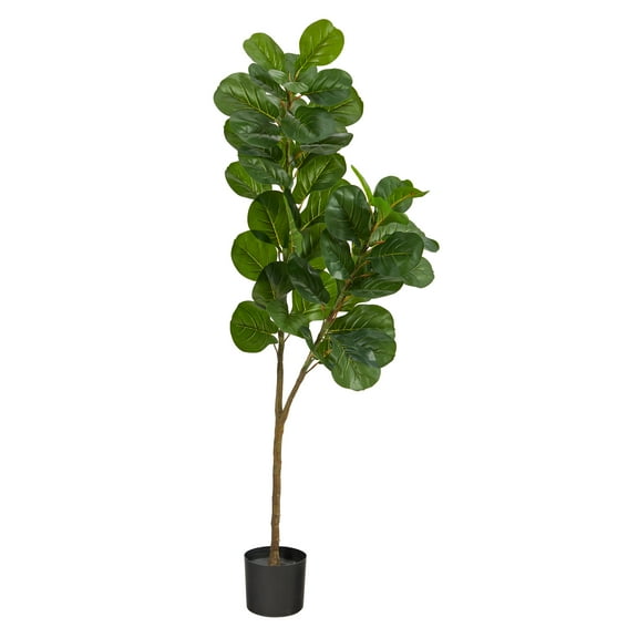 Nearly Natural 5.5' Fiddle Leaf Fig Artificial Tree, Green