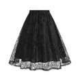 thumbnail image 3 of Aayomet Femmes Jupes Rétro Couleur Pure Jupe en Dentelle Tempérament (Noir, XXL), 3 of 5