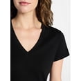 thumbnail image 4 of Time and Tru Women's Slub V Neck Tee with Short Sleeves, Sizes XS-XXXL, 4 of 5